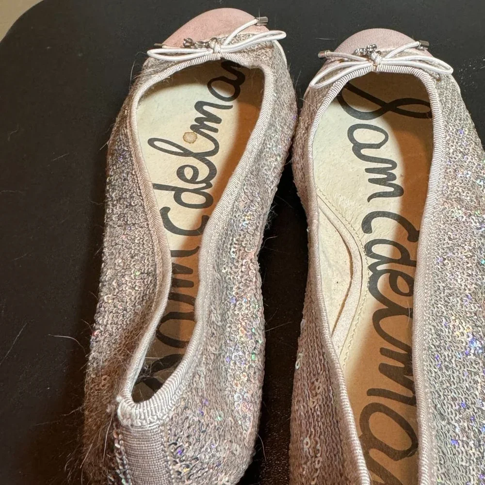 Sam edelman size 9 blush sequened flats